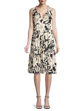 Jade by Johnny Was Juliette Silk Tiered Dress in Floral Black Size XS